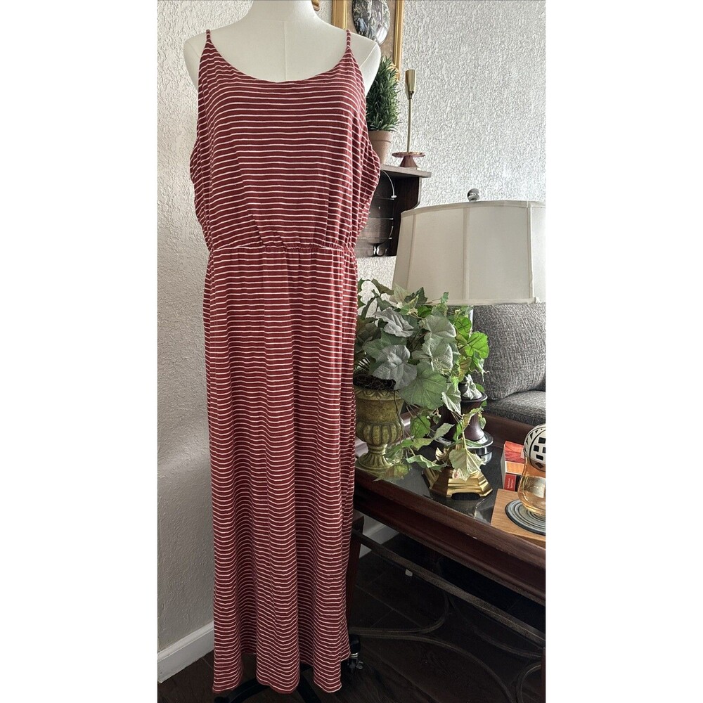 Old Navy Women’s Sz XL Maxi Tank Dress Striped Summer Tie Casual Cotton Pull On - Picture 2 of 12